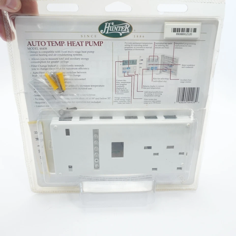 Hunter Auto Temp Heat Pump Digital Programmable Thermostat Model 44408 - Image 2 of 2