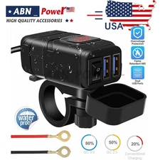 QC 3.0 Motorcycle Dual USB Phone GPS Super Fast Charger Adapter LED Waterproof