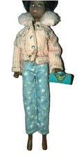 Pippa Doll Custom Pale Pink Cord Jacket & Blue Jeans + Heart Print & Blu Handbag