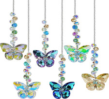 6PCS Crystal Butterfly Suncatchers for Window Hanging Ornaments Sun Catcher
