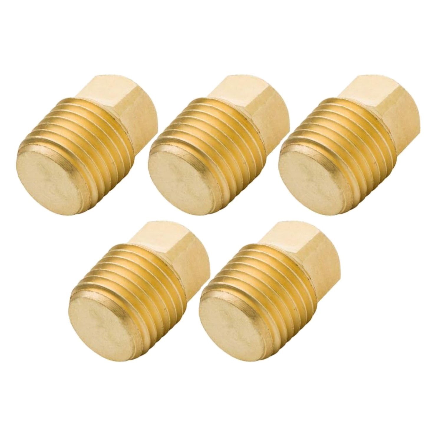 Solid Brass Pipe Fitting, 1/8" NPT Male Square Head Plug (5 pcs)