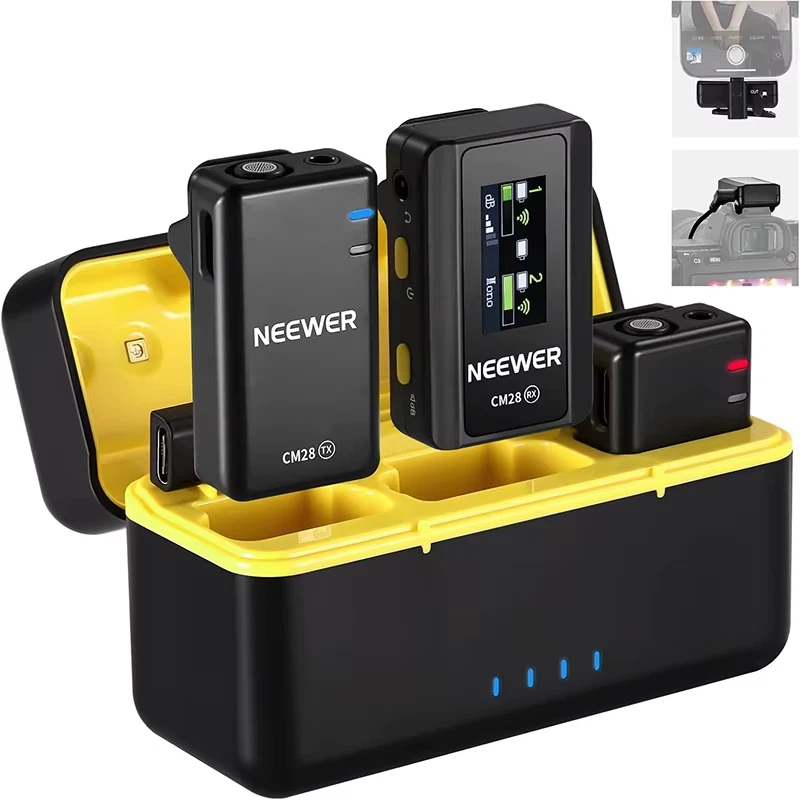 Neewer CM28 Micrófono Lav Inalámbrico con Estuche de Carga, Cancelación de Ruido 4GB 9Hrs 48KHz/16B Foto 3 de 4