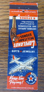WWII PATRIOTIC MATCHBOOK COVER: KEEP THEM FLYING US AIR CORPS KANSAS CITY MO M