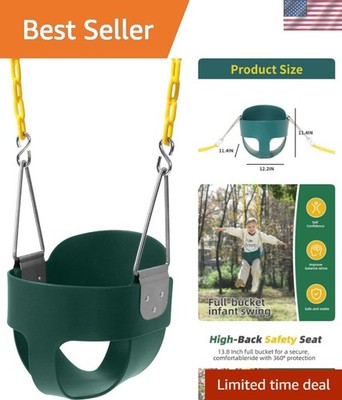 High Back Full Bucket Toddler Swing Seat with Yellow Coated Chains Fully Asse...