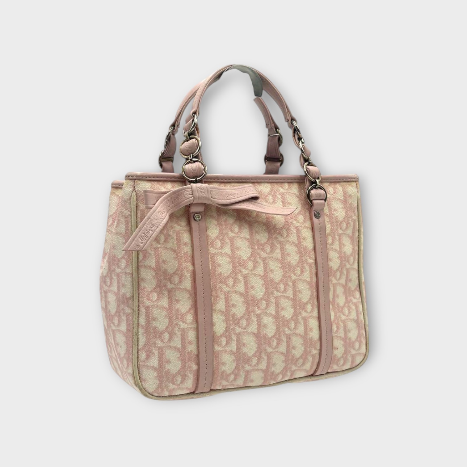 Christian Dior Romantic Trotter Leather PVC Pink Tote Handbag B Grade-image