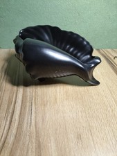 Poole Pottery Conch Shell Planter Or Posy Bowl Matte Black Glaze 18 x12 x8.5 cm