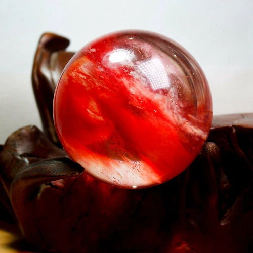 100mm Natural Quartz Crystal Ball Sphere Red Smelting Gemstone Mineral W/ Stand - Picture 6 of 6