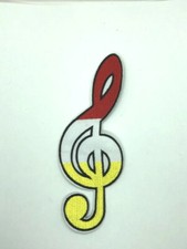 CLEF MUSIC NOTE Iron On Patch Musical Rock n'Roll red and yellow