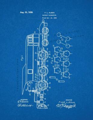 Railway Locomotive Patent Print Blueprint