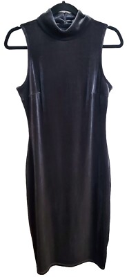 NWT RD Style Size M Charcoal Velvet Mock Neck Bodycon Dress Sleeveless Stretch