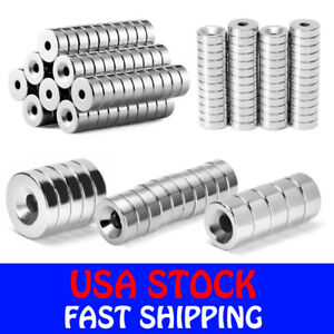 N35 Countersunk Ring Round Disc Strong Magnets Rare Earth Neodymium w// Hole 5mm