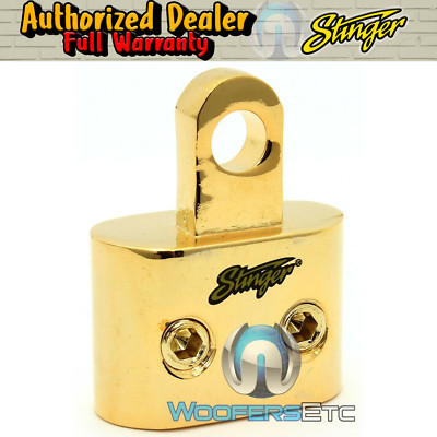 STINGER SPT8202 GOLD DUAL 4 GAUGE 5/16'' HOLE PRO RING BATTERY CAPACITOR TERMINAL