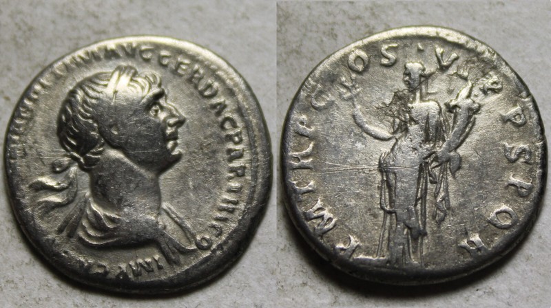 Rare original Ancient Roman silver coin denarius Trajan 116AD Felicitas caduceus