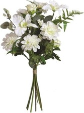 Artificial Hand Tied Floral Bouquet 60cm Tall White Dahlia & Rose Flowers Bundle