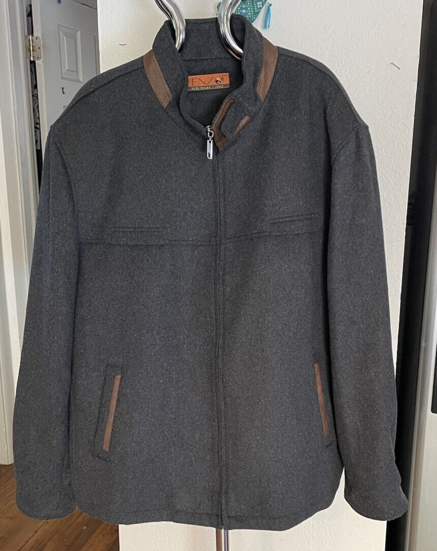 ENZO Tovare Wool & Cashmere Zip up Jacket Italy Gray Mens ENZO Tovare Wool & Cashmere Zip up Jacket Italy Gray Mens