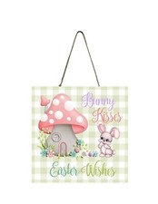 Bunny Kisses Easter Wishes Wood Mini Sign
