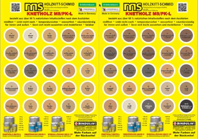 MS - HOLZKITT-SCHMID 880 g Dose Knetholz MS/PK-L - 49 versch. Holzfarbtöne