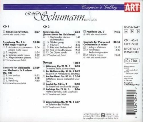 Most Beautiful Schumann - 2 CD Box, Kurt Masur, Gewandhausorchester Leipzig, u.a - Bild 2 von 2