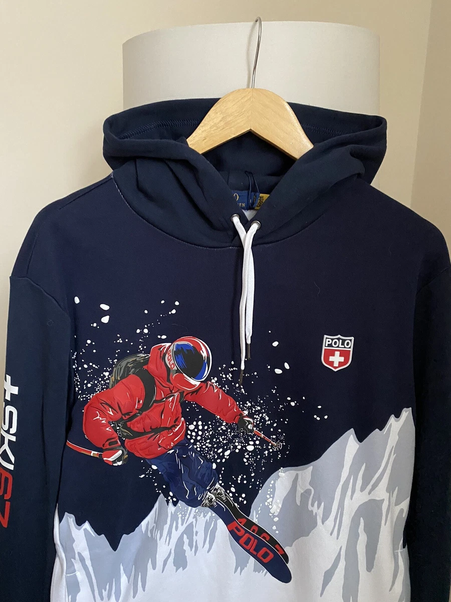 Polo Ralph Lauren Alpine Suicide Downhill Ski Racing 92 Hoodie Mens M