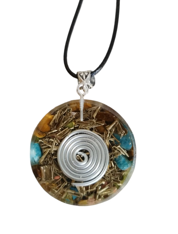 Colgante Orgonita Orgón OM Ojo de Tigre Reiki Chakra Collar Unakita Apatita Foto 4 de 4