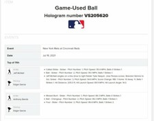 Jeff McNeil Game Used RBI Single - 2021 Season - Mets Reds - 7/19/21