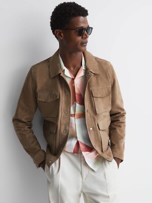 Brown Field Leather Jacket for Men Pure Suede Genuine leather Jacket