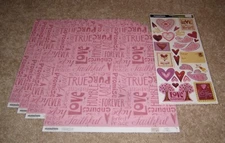 Creative Imaginations Love Words 12x12 Papers (4) w/sticker.....by Debbie Mumm