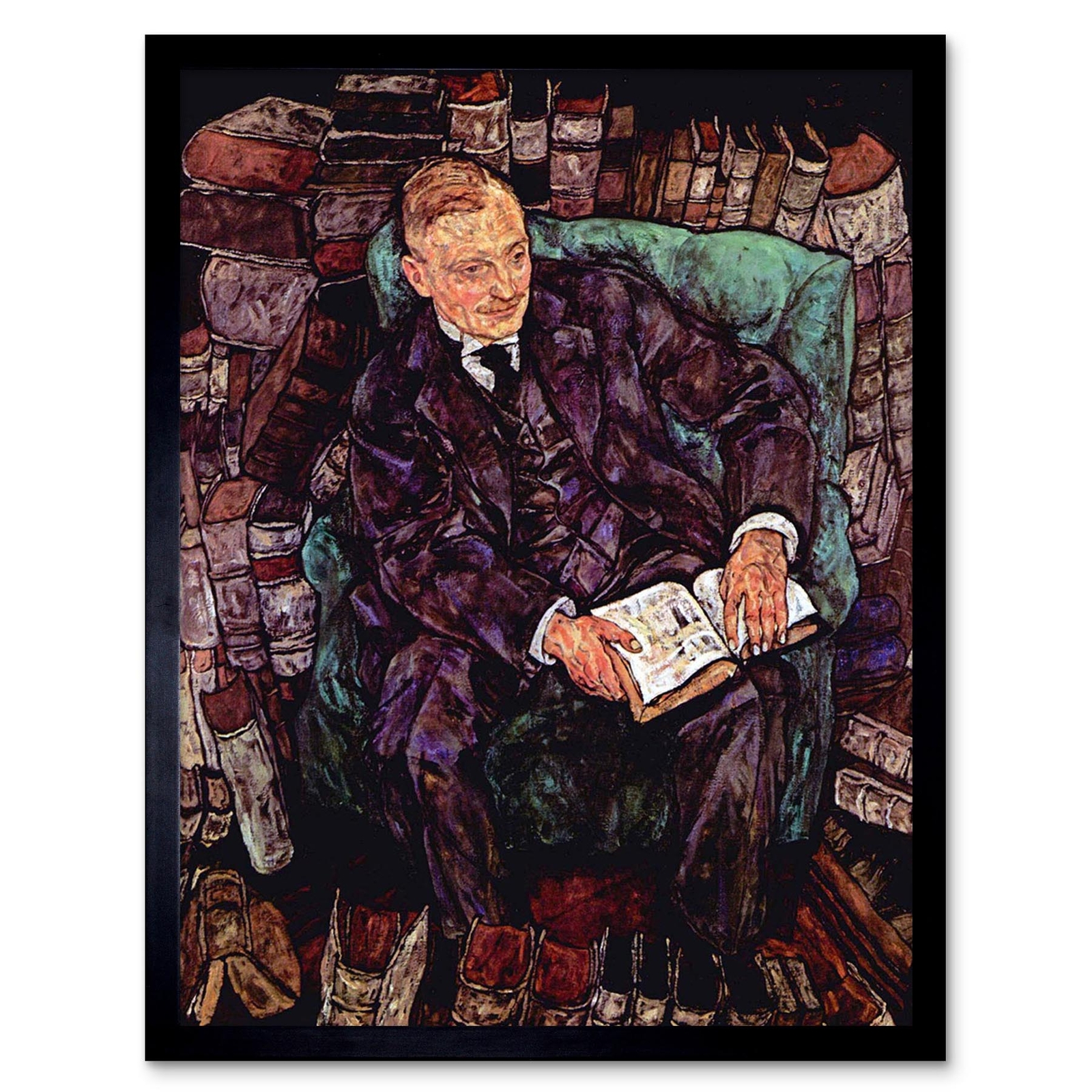 Egon Schiele Portrait Hugo Koller Old Master Painting 12X16 Inch Framed ...