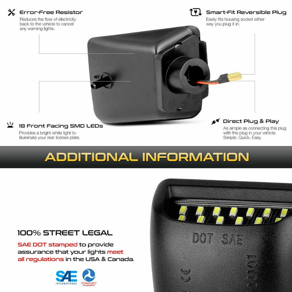 04-12 Chevy Colorado/GMC Canyon SMD LED parachoques trasero matrícula luz conjunto lámpara Foto 3 de 4