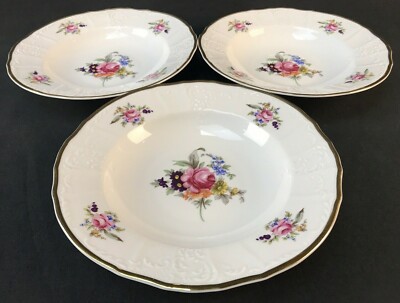 Set of 3 Vintage Thun Bernadotte Porcelain SONATA 8-5/8'' Rimmed Soup Bowls