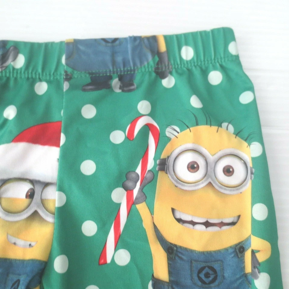Kids Girl Christmas Minions Pajamas Pants (S) Plus Minion Christmas Cap - NEW - Image 3 of 4