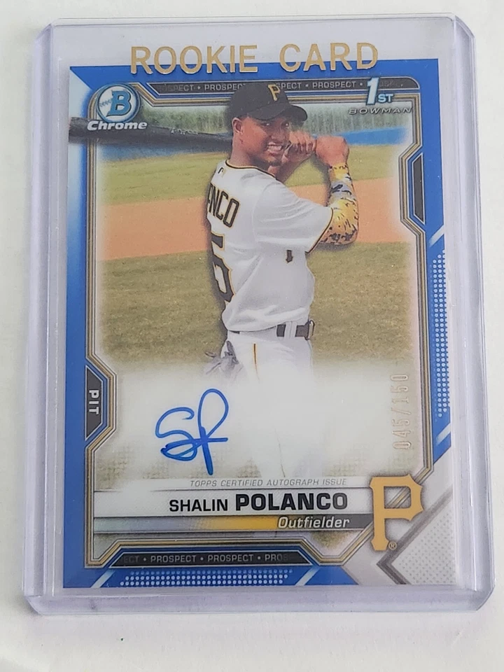 2021 1st Bowman Chrome Shalin Polanco Rookie Blue Refractor Auto /150 #CPA-SP - Image 3 of 3