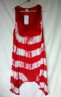 New  Exist Women's  Sz S Tie Dye Coral  Dress Beach Cover-Up Necklace  NWT New