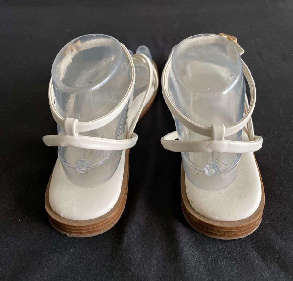 Sandalias para mujer Joie Vida talla 7M de cuero con tiras en el tobillo planas blancas Foto 4 de 4