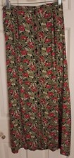 Vintage CASUAL CORNER Bohemian Skirt Buttoned Long Multicolor Floral Rayon - 14