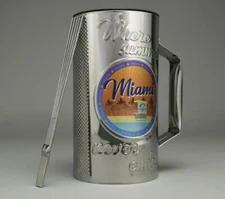 MIAMI BEACH Fernet / Beer Glass Guiro Cup With Holder & Scraper - SOUVENIR MUG
