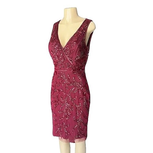red clover sequin dress Ladivine CH054 Long Sleeve Sequin Fitted Dress Red / M