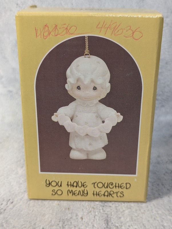 Precious Moments You Have Touched So Many Hearts Bisque Ornament 1987 Noel