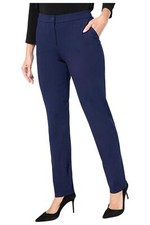 Tailored by Susan Graver Women's Sleek Ponte StraightLeg Trouser Navy