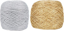 50g Silver & Gold Lurex Glitter Yarn - Metallic Crochet Thread for DIY Art, Bags 10.25 per troy oz