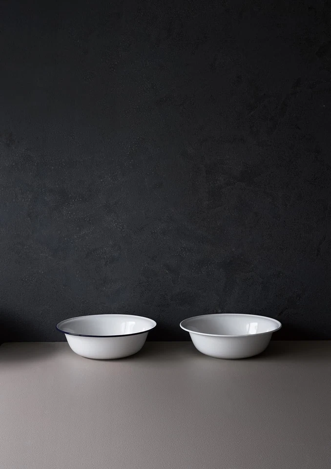 Noda Horo Enamel Washbasin Enamel 4.0L All White White Border Navy - Image 2 of 4