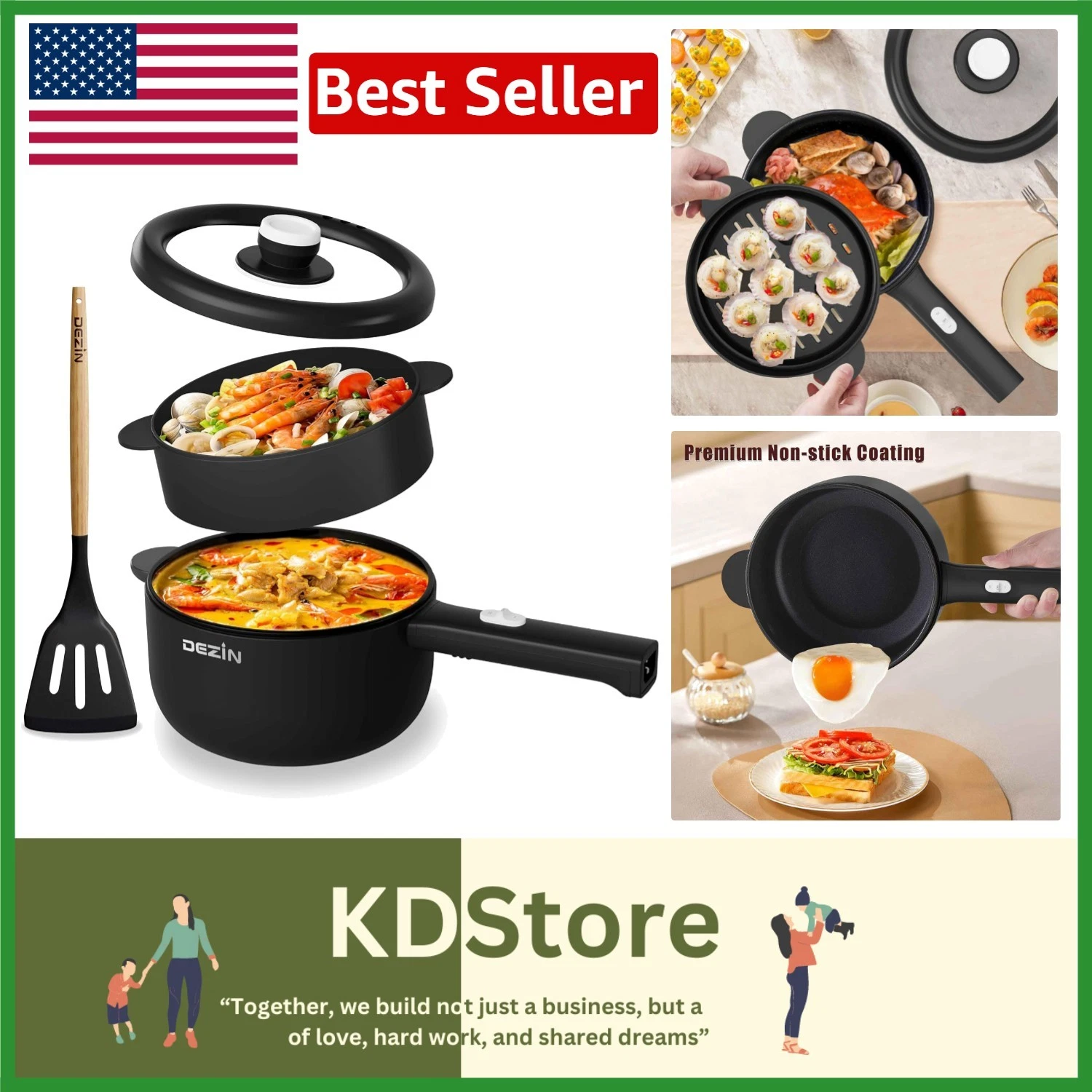 Elegant 2L Electric Cooker & Non-Stick Pan - Perfect for College Dorms