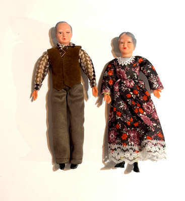 1:12 Vintage CACO Grandparents Grandma Grandpa Dollhouse Miniature Dolls