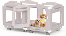 Acrylic Dog Playpen, Indoor Whelping Box with Pet Stroller, Puppy Playpen for Sm