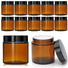 4 oz Amber Glass Jars with Lids, 12 Pack