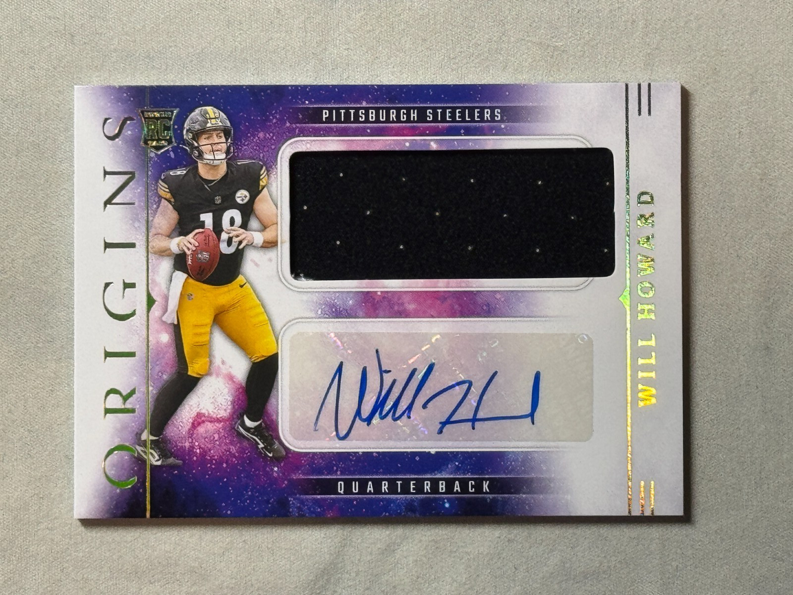 2025 Panini Origins Will Howard Rookie Patch Auto RPA RC #RJJ-WHD Steelers (B)