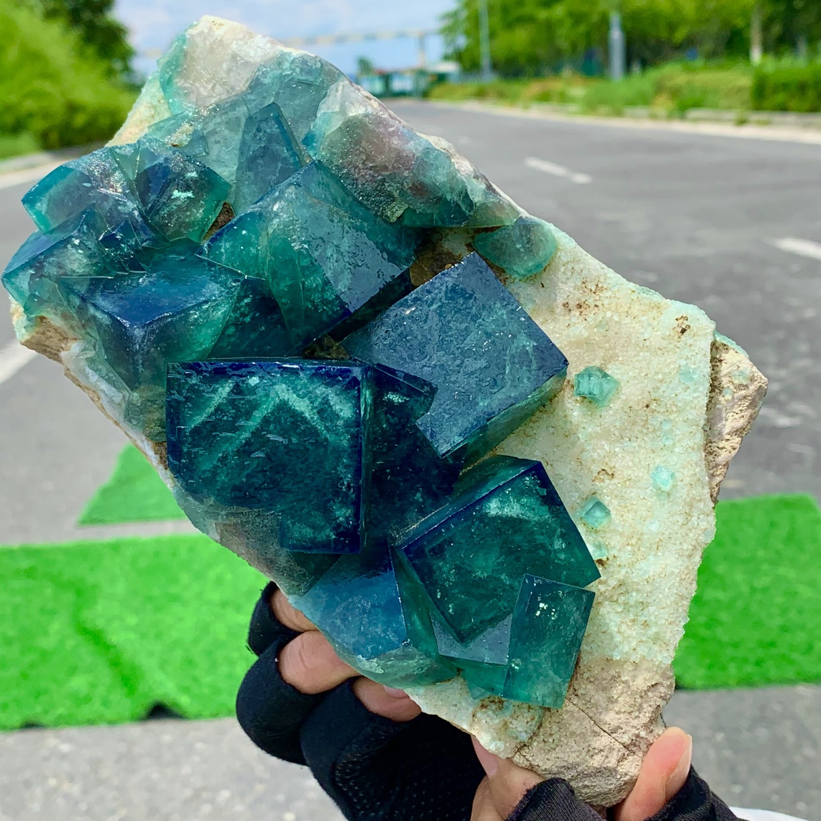 3.68LB Natural Transparent Green Laser Fluorite Crystal Specimen from China