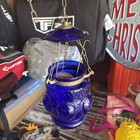 Hanging Blue Glass Bell Jar Lantern Light Lamp — photo 6