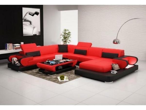 Ledersofa Polster Sitz Couch Garnitur Ecksofa Sofa Couch Wohnlandschaft Detmold-image
