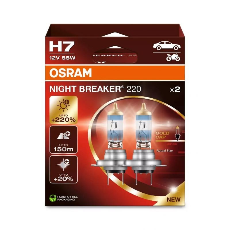 Ampoules H7 Osram NIGHT BREAKER 220 d'une excellente durabilité pour voiture